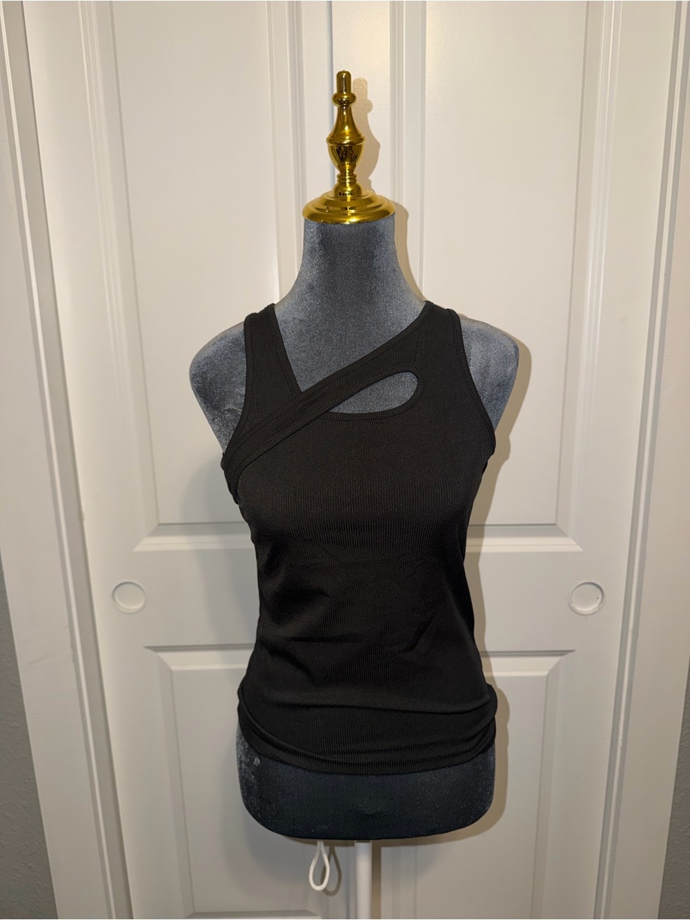 Women’s Black Asymmetric Cutout Tank Top
